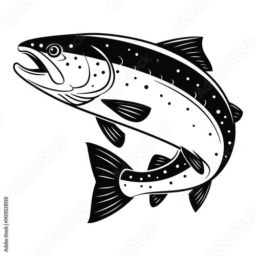 Vector illustration salmon fishing silhouette