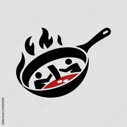 Bold Cast Iron Skillet Logo Silhouette Vector