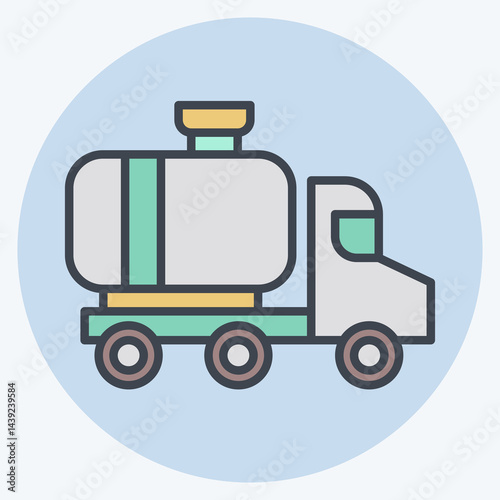 Icon Gas Truck. related to Industry symbol. color mate style. design editable