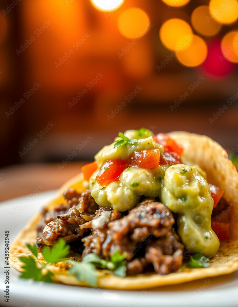 Fresh Homemade Tacos with Vibrant Orange Background Fresh Homemade Tacos with Vibrant Orange Background