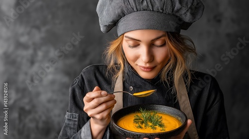 Obraz na płótnie Cheerful young woman holding colorful plate, showcasing culinary skills, vibrant kitchen setting, inviting atmosphere. w salonie