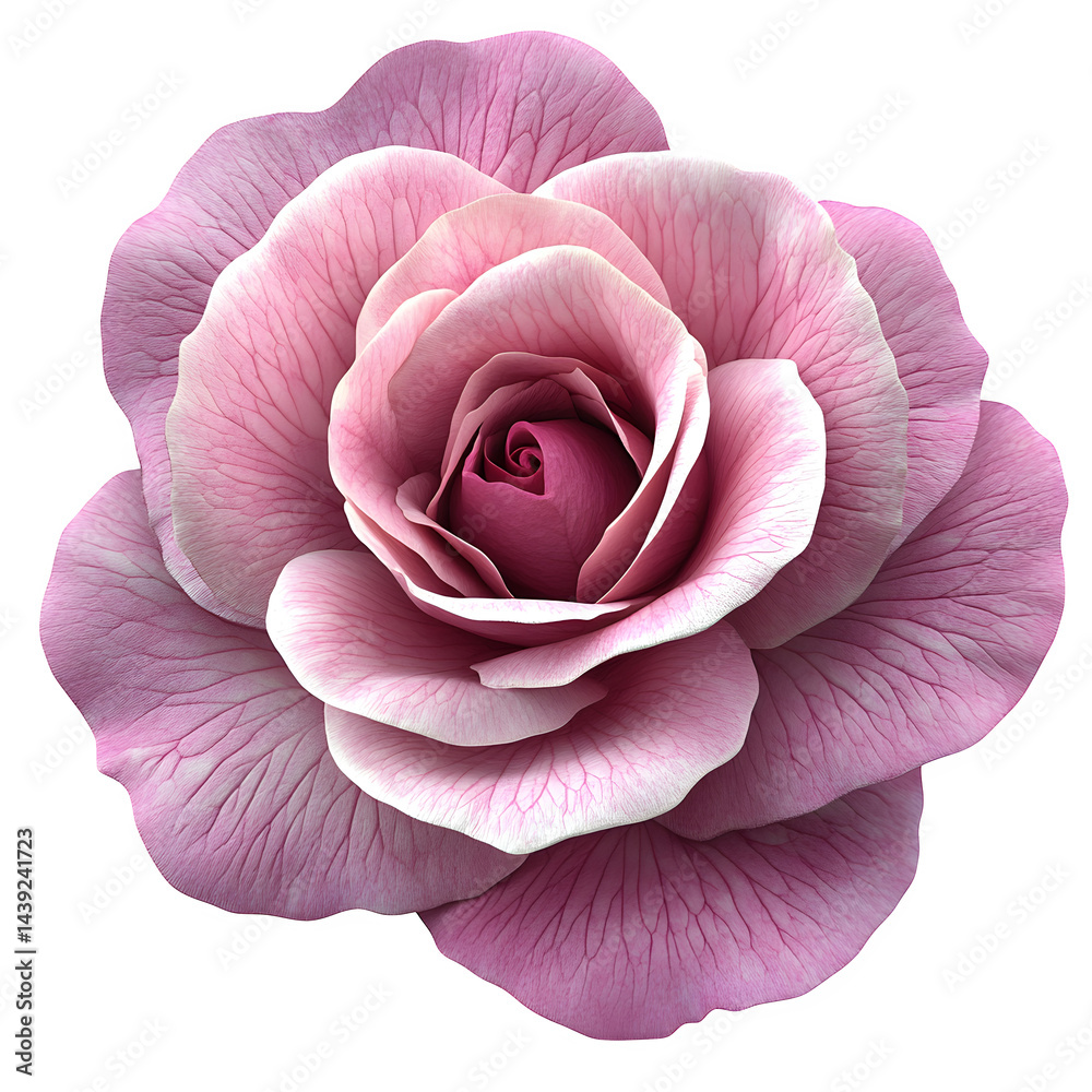A close up of a pink rose with visible petals and a dark center isolated on a black background A close up of a pink rose with visible petals and a dark center isolated on a black background