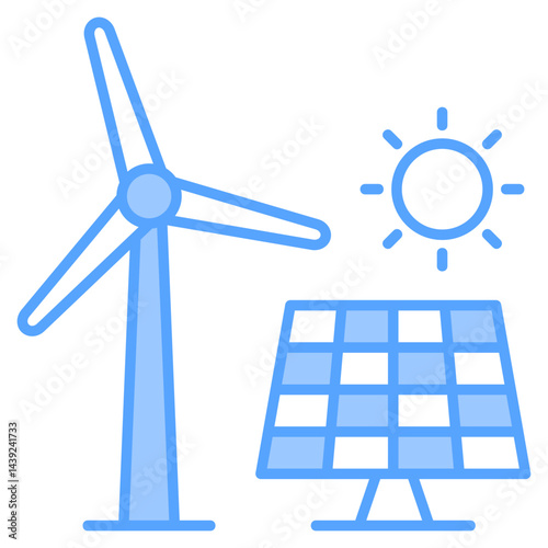 Renewable Energy Blue Icon