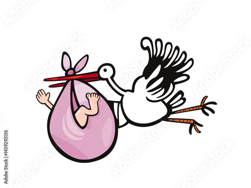 The Stork Delivers a Newborn Baby for Its Parents