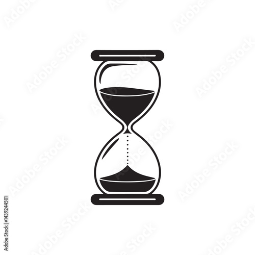 Hourglass or sandglass timer or clock flat icon