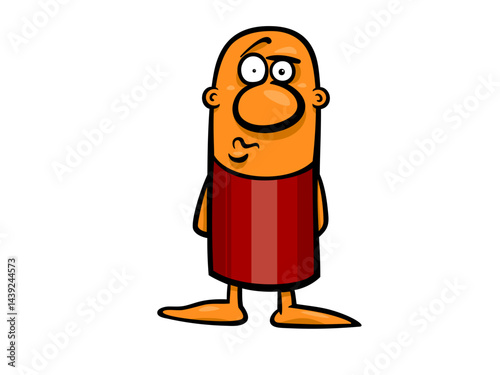 Cartoon Character with Big Nose Standing Against Black Background
