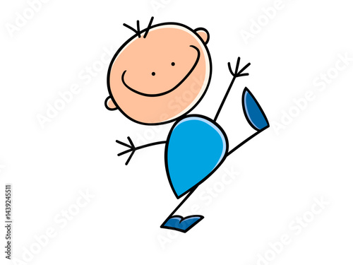 A Joyful Animated Figure Dancing Happily Against a Black Background