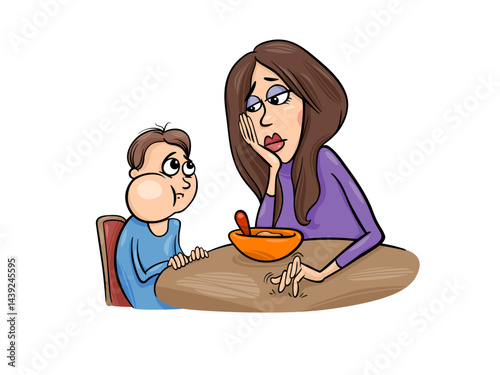 Mom Feels Stressed Because Child Does Not Want to Eat