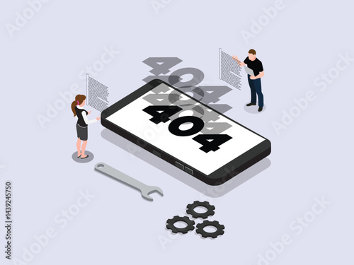  large smartphone displaying a 404 error message