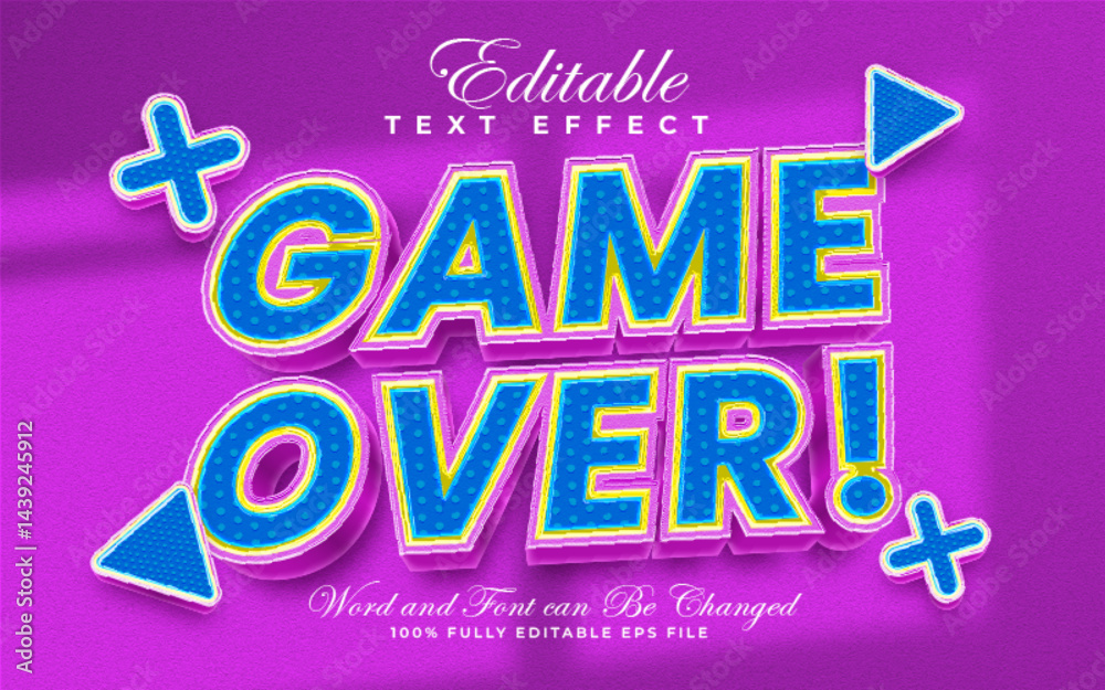 Fototapeta premium Game Over editable text effect in embossed and cute style