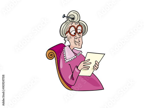 Grandma Reading A Letter From Family With Love And Attention