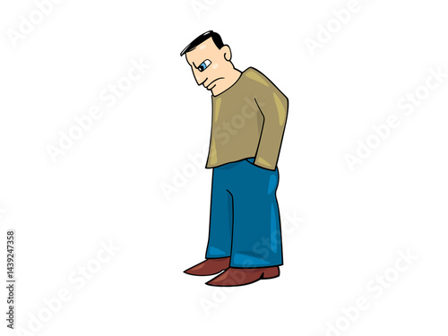 A Frustrated Man Leaning Over Anxious Sad Stressed