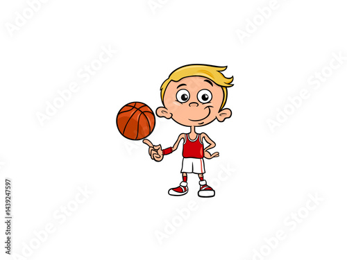 A Young Boy is Spinning a Basketball on his Finger