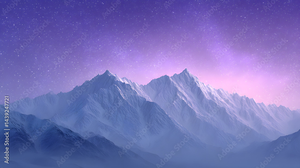 Mountain at night, professional eye-catching photo with deep shadows and stars in the sky.