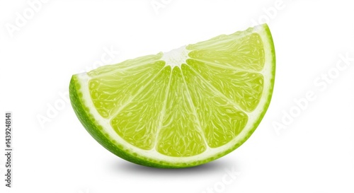 Fresh lime wedge close up showing vibrant green color and juicy texture