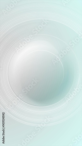 Grey blue blurred 3d circle and radial lines abstract minimal geometric background