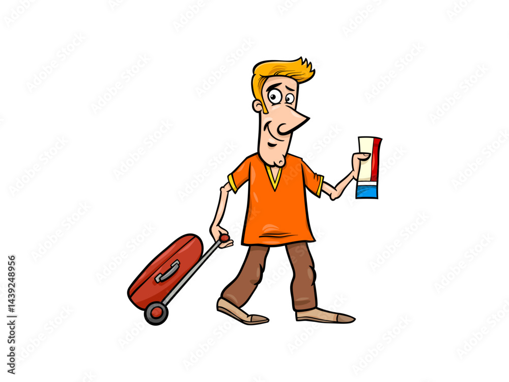 Traveler on Journey with Suitcase and Passport Illustration Traveler on Journey with Suitcase and Passport Illustration