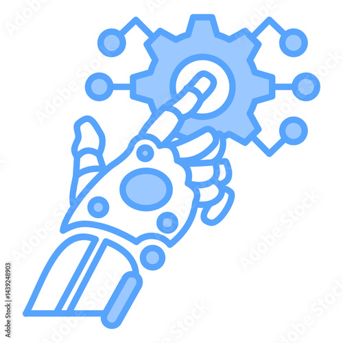 Robotic Hand Blue Icon
