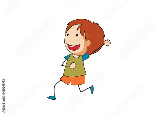Happy Boy Playing and Having Fun Throwing Something Upward