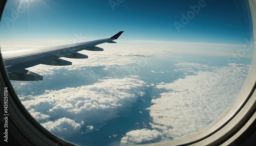 View through plane window .( Filtered image processed vintage ef
1