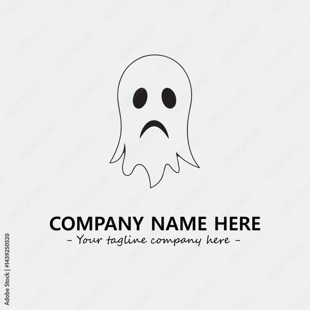 Ghost face icon illustration black and white vector image