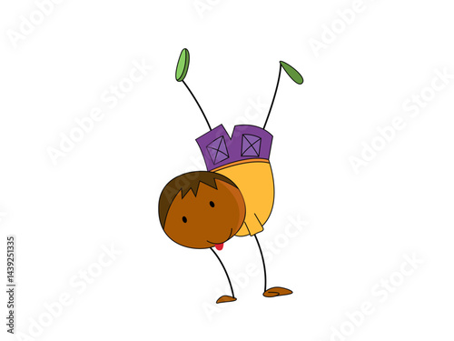 Animated Boy Performs a Handstand With Black Color Background