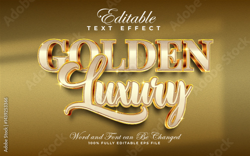 Golden Luxury editable text effect in textured and glowing style