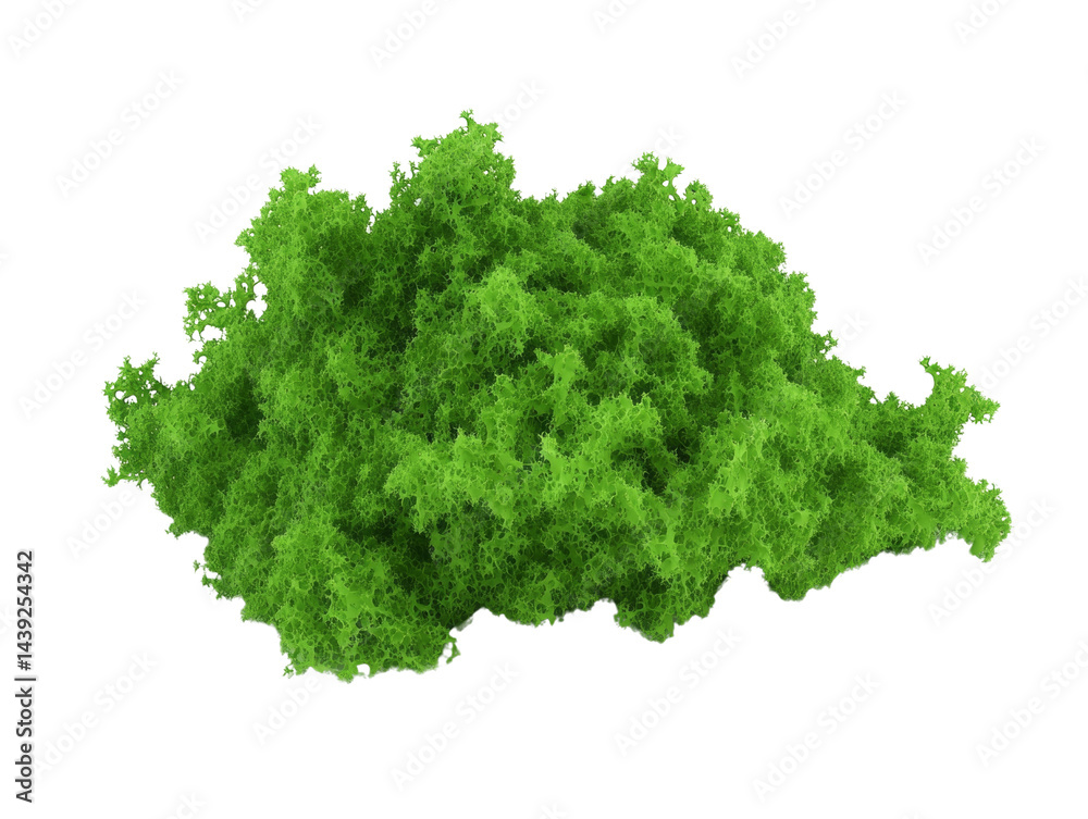 Fototapeta premium Lush verdant foliage cloud, presenting a three-dimensional texture against an isolated backdrop