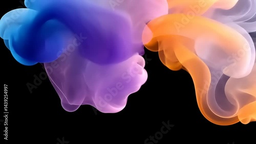 Abstract Colorful Smoke Swirls on Black Background