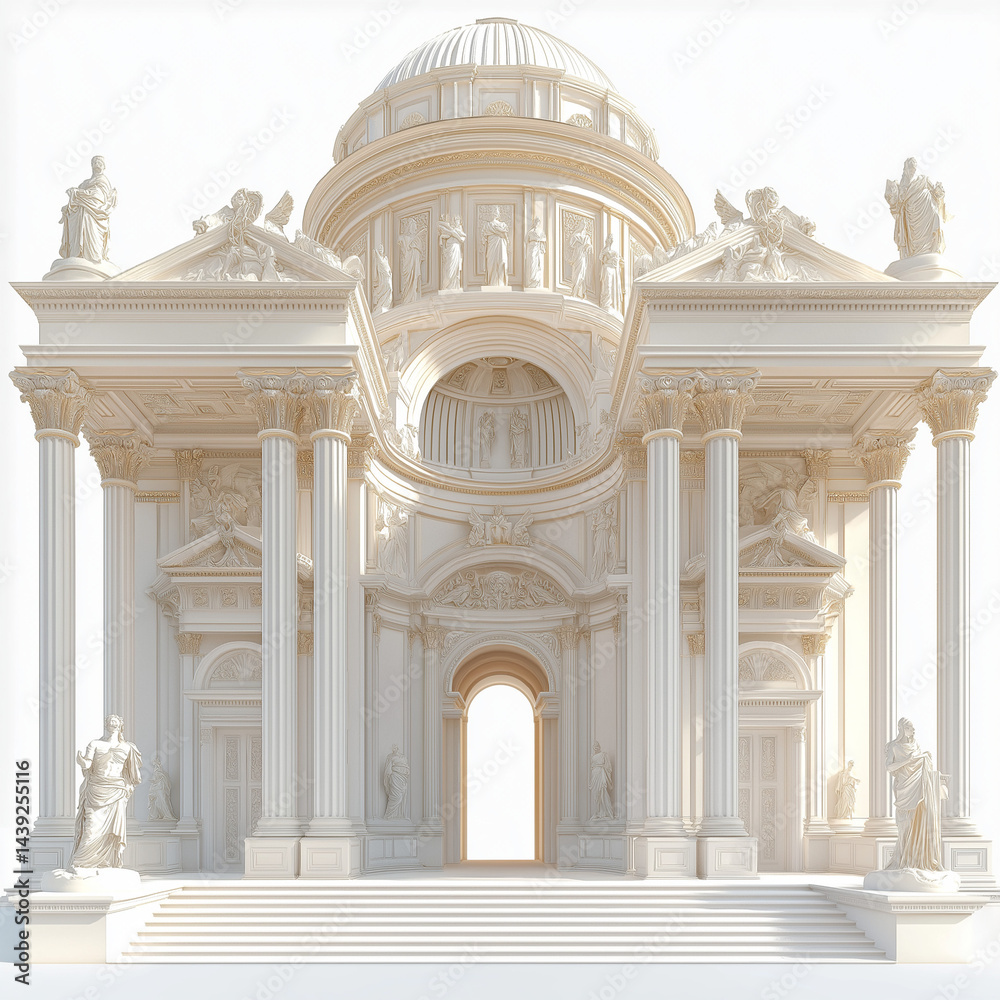 Obraz premium Elegant Roman-style palace in 3D perspective