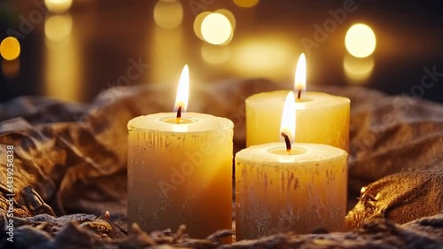 Cozy candlelight ambiance: flickering flames and warm glow in tranquil setting