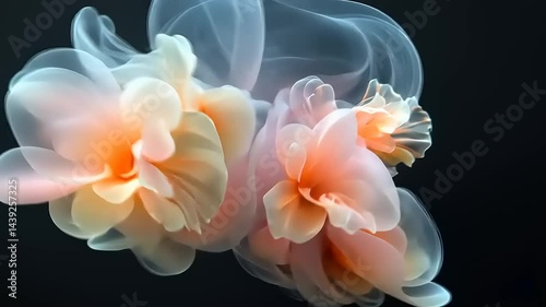 Abstract Pastel Flowers in Swirling Smoke