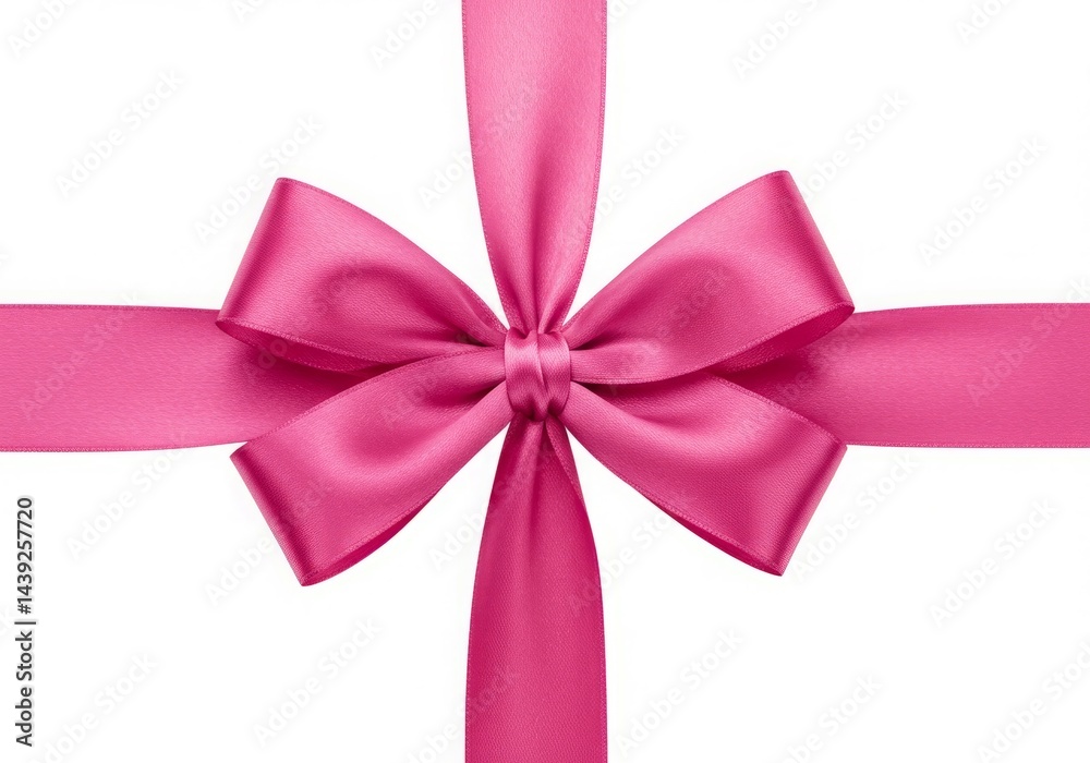 Pink satin ribbon tied in a bow for a gift or decoration concept Pink satin ribbon tied in a bow for a gift or decoration concept