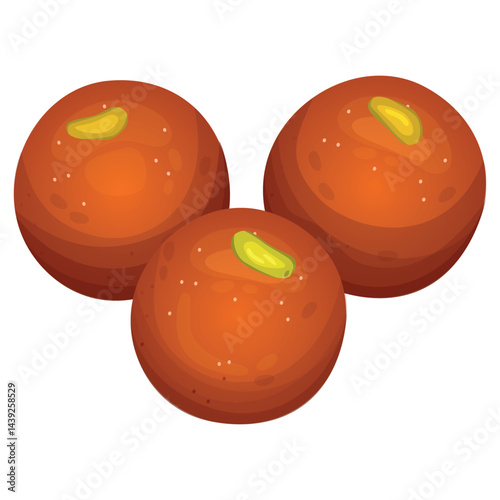 indian traditional sweet gulab jamun. Vector illustration