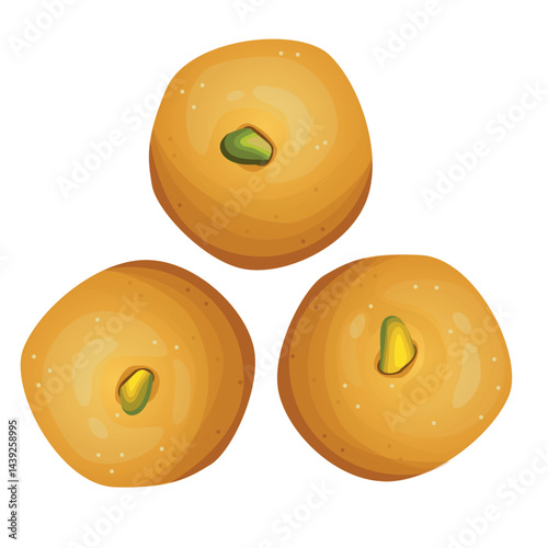 Peda Indian Sweets or Mithai Food. Vector illustration