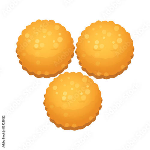 Indian traditional sweets laddu in plate. Vector illustration.