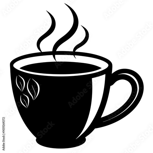 cup of coffee  silhouette on white background