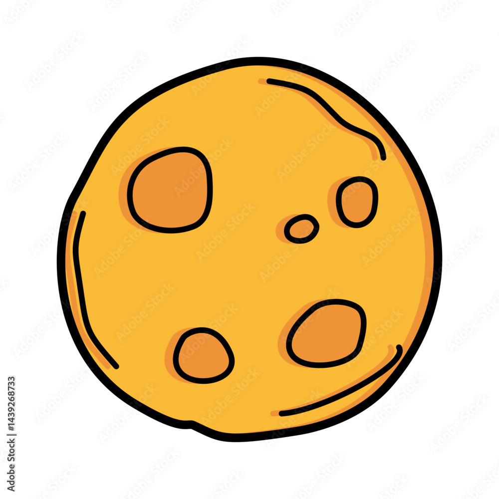 Fototapeta premium doodle of full moon isolates on white