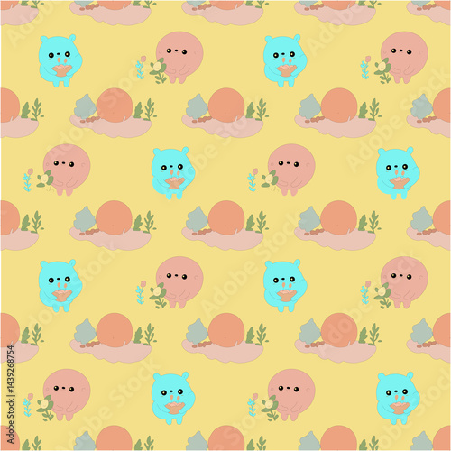 Soft Creamy Wallpaper with Cute Cartoon Nature: Sweet, Cozy, and Charming Designs original vector