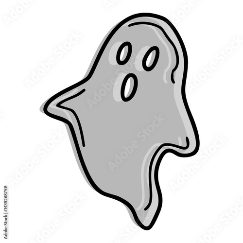 a ghost hand drawn in a white background