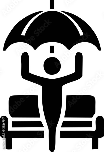 Person Protected by Umbrella Over a Couch