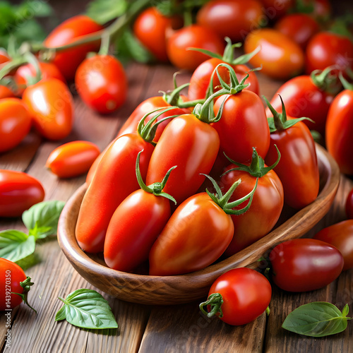 close up of tomatoes san Marzano on table