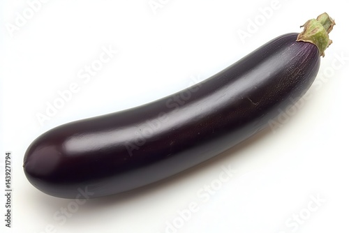 Wallpaper Mural Fresh, glossy eggplant on a white background, showcasing its vibrant color and smooth texture Torontodigital.ca