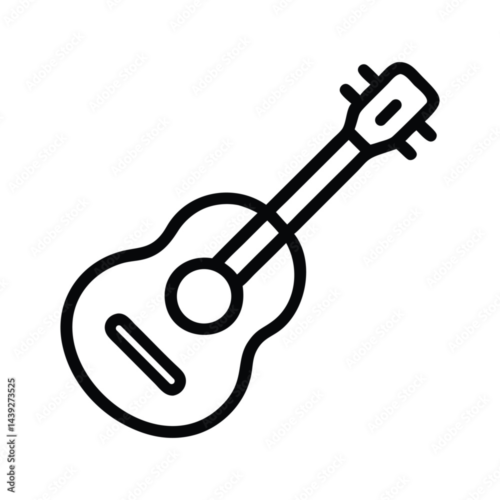 Simple Line Art Illustration of an Acoustic Guitar Simple Line Art Illustration of an Acoustic Guitar
