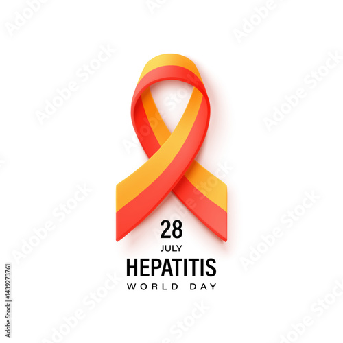 World hepatitis day poster with red and yellow ribbon