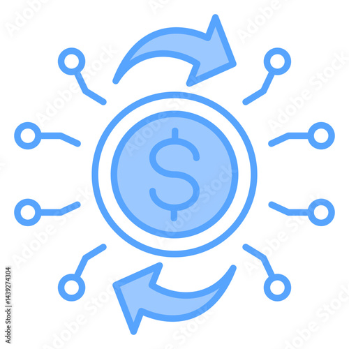 Digital Transaction Blue Icon