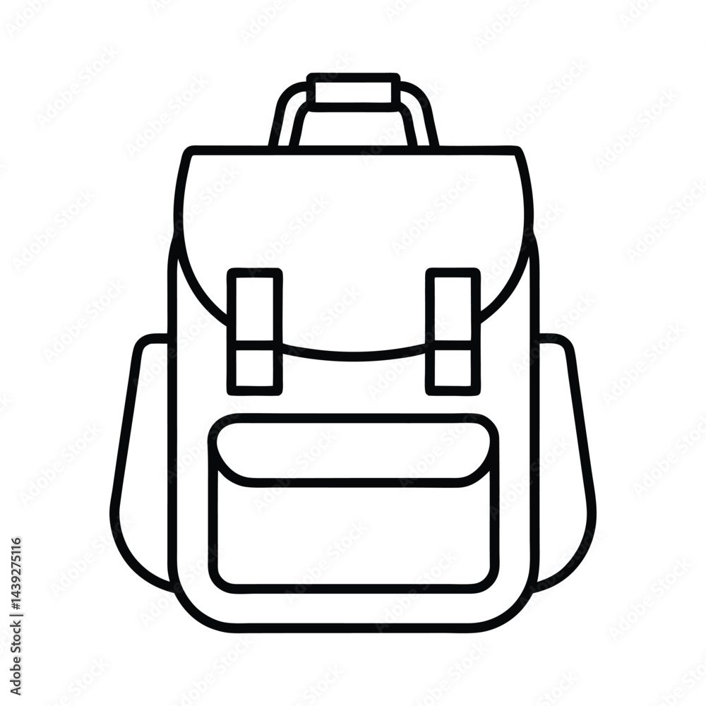 Simple Line Art Illustration of a Backpack Simple Line Art Illustration of a Backpack