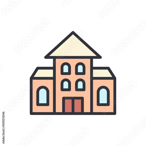 Courthouse colored icons, minimalist vector illustration ,simple transparent graphic element .Isolated on white background