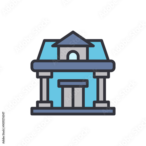Courthouse colored icons, minimalist vector illustration ,simple transparent graphic element .Isolated on white background