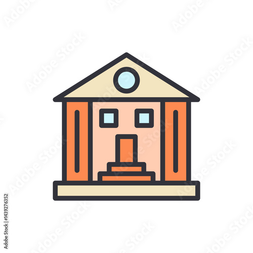 Courthouse colored icons, minimalist vector illustration ,simple transparent graphic element .Isolated on white background